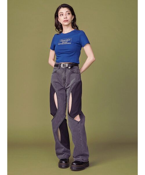 EVRIS（エヴリス）の「Gloucester Road タイトショートトップス（Tシャツ/カットソー・レディース・ブラック/ホワイト/ネイビー・FREE）」の22枚目の写真