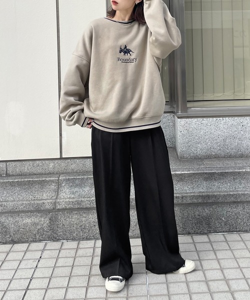 yonfa/スウェット ライン入り刺繍スウェット（スウェット）｜Chillfar（チルファー