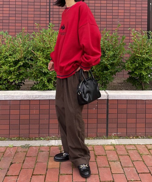 Chillfar（チルファー）の「ライン入り刺繍スウェット（スウェット・レディース・グリーン/レッド/オートミール/ネイビー/ベージュ/チャコール/杢グレー・FREE）」の15枚目の写真