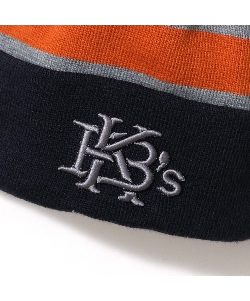 KEBOZ（ケボズ）の「BORDER POM BEANIE（ニットキャップ/ビーニー・メンズ・グレー/ブルー/バーガンディー/ブラウン/ブラック/グリーン/ゴールド/ネイビー・FREE）」の10枚目の写真