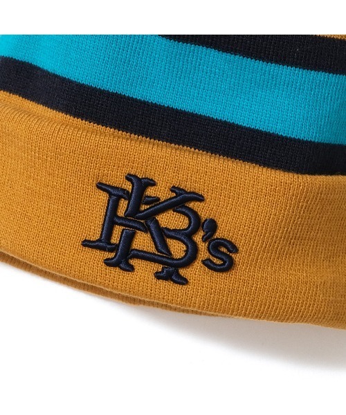KEBOZ（ケボズ）の「BORDER POM BEANIE（ニットキャップ/ビーニー・メンズ・グレー/ブルー/バーガンディー/ブラウン/ブラック/グリーン/ゴールド/ネイビー・FREE）」の12枚目の写真