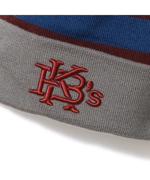 KEBOZ（ケボズ）の「BORDER POM BEANIE（ニットキャップ/ビーニー・メンズ・グレー/ブルー/バーガンディー/ブラウン/ブラック/グリーン/ゴールド/ネイビー・FREE）」の13枚目の写真