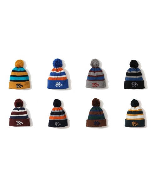 KEBOZ（ケボズ）の「BORDER POM BEANIE（ニットキャップ/ビーニー・メンズ・グレー/ブルー/バーガンディー/ブラウン/ブラック/グリーン/ゴールド/ネイビー・FREE）」の17枚目の写真