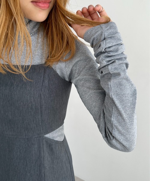 EPIMI E'PIMMY（エピミエピミー）の「ハイネックラメカットプルオーバー（Tシャツ/カットソー・レディース・ブラック/シルバーグレー/オフホワイト・MEDIUM）」の6枚目の写真