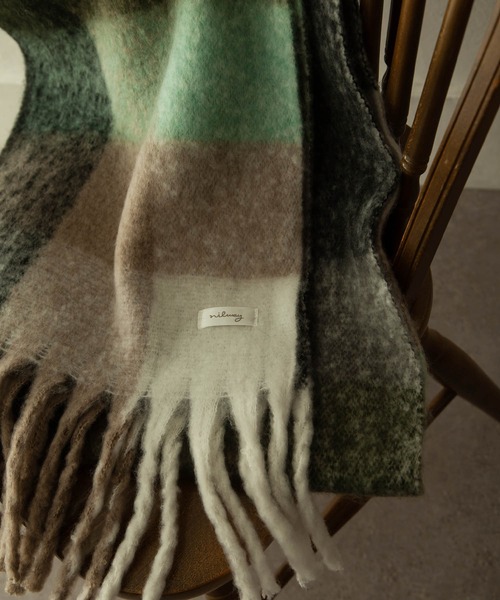 NILWAY（ニルウェイ）の「ブークレボリュームフリンジマフラー/無地チェック（マフラー・メンズ・ダークグリーン/グリーン系/ホワイト/ブラック/パープル/ベージュ・FREE）」の18枚目の写真