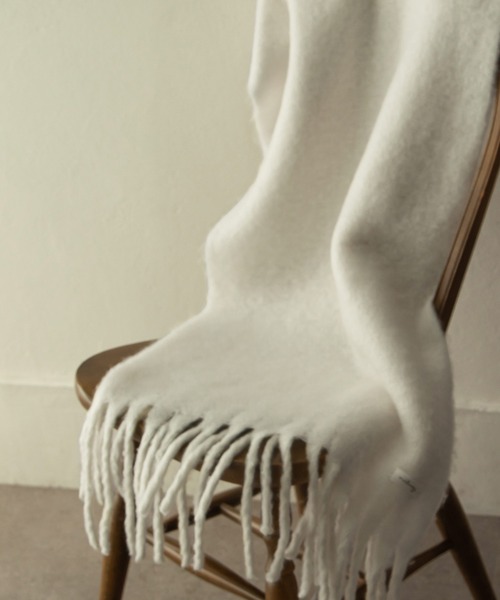 NILWAY（ニルウェイ）の「ブークレボリュームフリンジマフラー/無地チェック（マフラー・メンズ・ダークグリーン/グリーン系/ホワイト/ブラック/パープル/ベージュ・FREE）」の20枚目の写真