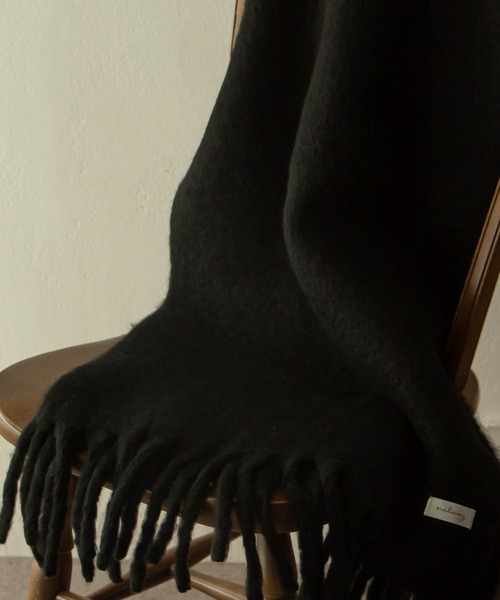 NILWAY（ニルウェイ）の「ブークレボリュームフリンジマフラー/無地チェック（マフラー・メンズ・ダークグリーン/グリーン系/ホワイト/ブラック/パープル/ベージュ・FREE）」の21枚目の写真