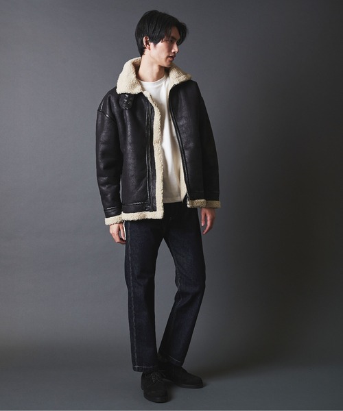 THE TWENTYSEVEN(ザ トゥエンティーセブン)の「THE TWENTYSEVEN:FAKE MOUTON B-3 BLOUSON フェイクムートン B-3ブルゾン(ムートンコート・メンズ・ブラウン/ブラック・M/L)」の12枚目の写真