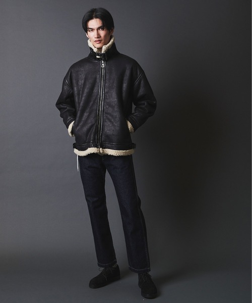 THE TWENTYSEVEN(ザ トゥエンティーセブン)の「THE TWENTYSEVEN:FAKE MOUTON B-3 BLOUSON フェイクムートン B-3ブルゾン(ムートンコート・メンズ・ブラウン/ブラック・M/L)」の9枚目の写真
