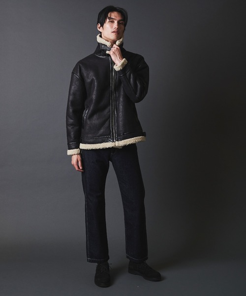THE TWENTYSEVEN(ザ トゥエンティーセブン)の「THE TWENTYSEVEN:FAKE MOUTON B-3 BLOUSON フェイクムートン B-3ブルゾン(ムートンコート・メンズ・ブラウン/ブラック・M/L)」の8枚目の写真