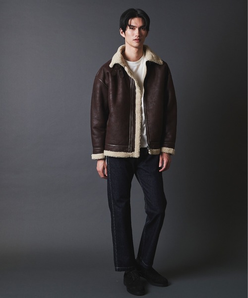 THE TWENTYSEVEN(ザ トゥエンティーセブン)の「THE TWENTYSEVEN:FAKE MOUTON B-3 BLOUSON フェイクムートン B-3ブルゾン(ムートンコート・メンズ・ブラウン/ブラック・M/L)」の7枚目の写真
