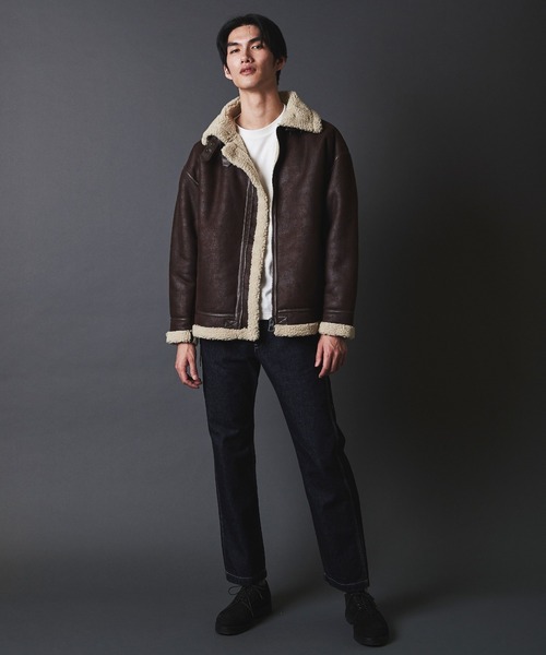 THE TWENTYSEVEN(ザ トゥエンティーセブン)の「THE TWENTYSEVEN:FAKE MOUTON B-3 BLOUSON フェイクムートン B-3ブルゾン(ムートンコート・メンズ・ブラウン/ブラック・M/L)」の6枚目の写真
