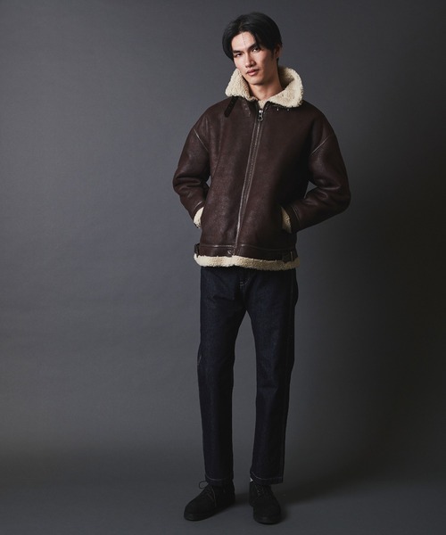 THE TWENTYSEVEN(ザ トゥエンティーセブン)の「THE TWENTYSEVEN:FAKE MOUTON B-3 BLOUSON フェイクムートン B-3ブルゾン(ムートンコート・メンズ・ブラウン/ブラック・M/L)」の4枚目の写真