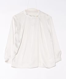 12Twelve Agenda | 【ジャケットのインスタイルにも♪】ヴィンテージサテンアシメスタンドデザイン釦ブラウス(シャツ/ブラウス)