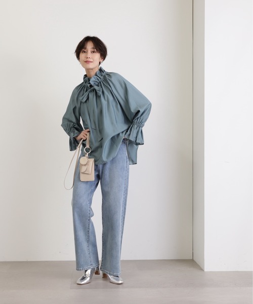 N.(N. Natural Beauty Basic)(エヌエヌナチュラルビューティーベーシック)の「◆シルキーローンフリルネックブラウス(シャツ/ブラウス・レディース・ホワイト/ピンク/ブルー/ネイビー・MEDIUM)」の20枚目の写真