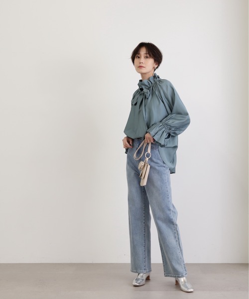 N.(N. Natural Beauty Basic)(エヌエヌナチュラルビューティーベーシック)の「◆シルキーローンフリルネックブラウス(シャツ/ブラウス・レディース・ホワイト/ピンク/ブルー/ネイビー・MEDIUM)」の21枚目の写真