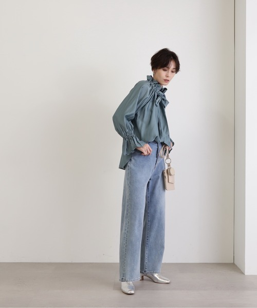 N.(N. Natural Beauty Basic)(エヌエヌナチュラルビューティーベーシック)の「◆シルキーローンフリルネックブラウス(シャツ/ブラウス・レディース・ホワイト/ピンク/ブルー/ネイビー・MEDIUM)」の22枚目の写真