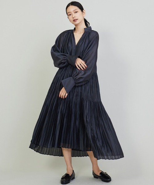 新品 1er Arrondissement白 手絞りプリーツティアードチュニック