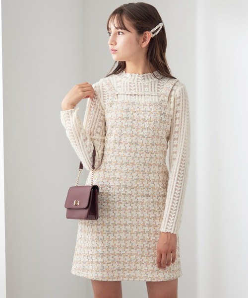 ツイードデザイン レーストップスドッキングワンピース(130cm～150cm