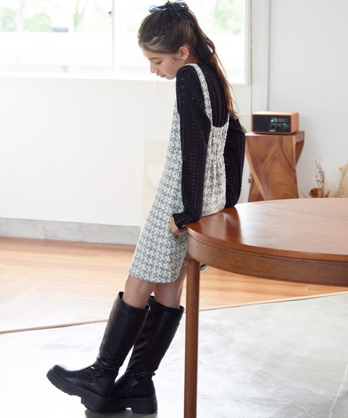 Amourire girl（アムリールガール）の「ツイードデザイン レーストップスドッキングワンピース(130cm～150cm)（ワンピース・キッズ・オレンジ/ブラック・140cm/150cm/130cm/160cm）」の10枚目の写真