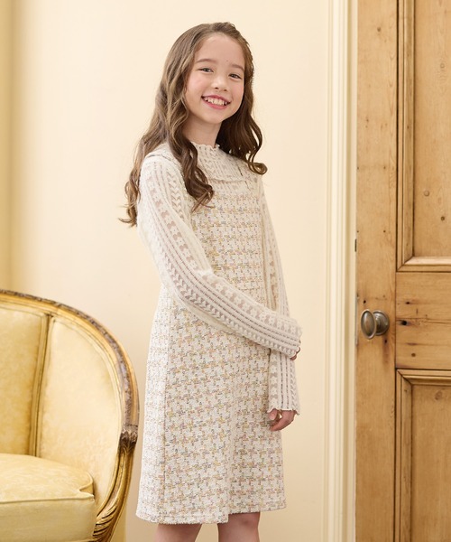 ツイードデザイン レーストップスドッキングワンピース(130cm～150cm