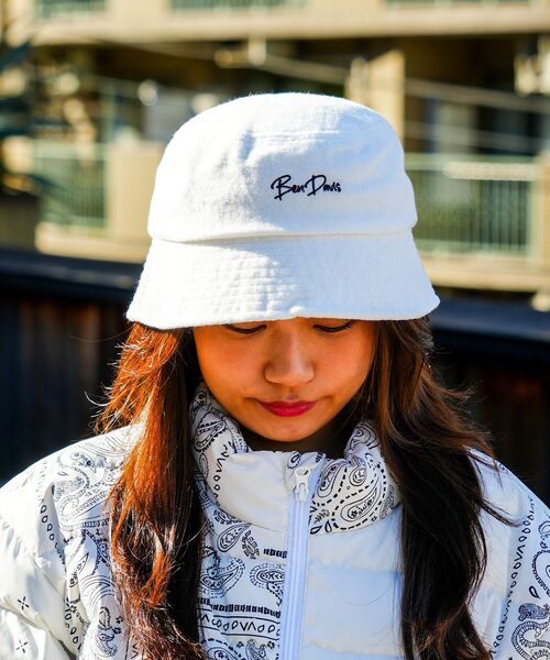 BEN DAVIS（ベンデイビス）の「【BEN DAVIS/ベンデイビス】パイル　バケットハット BDW-8673　ワンポイントロゴ刺繍（ハット・メンズ・ホワイト/ブラック・FREE）」の3枚目の写真
