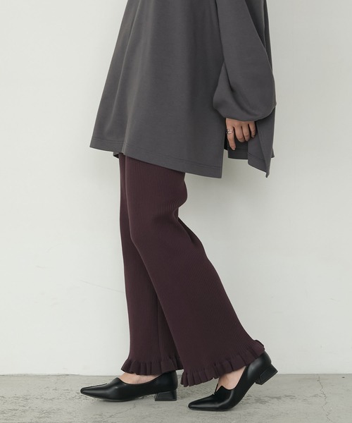 forksy.(フォルクシー)の「【forksy.】<エブリデイシリーズ>リブニットフリルパンツ(その他パンツ・レディース・ブラック/ブラック系/アイボリー/パープル/シルバー/ダークブルー/グレー/ブラウン系/オートミール/チャコールグレー・FREE/L/M)」の6枚目の写真