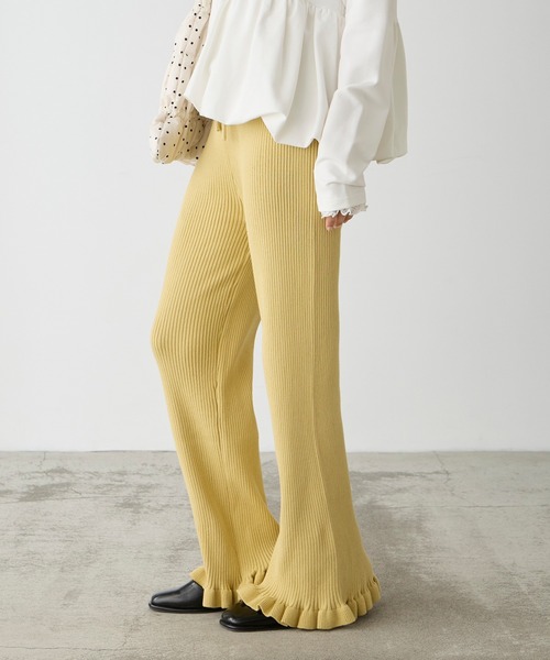 forksy.(フォルクシー)の「【forksy.】<エブリデイシリーズ>リブニットフリルパンツ(その他パンツ・レディース・ブラック/ブラック系/アイボリー/パープル/シルバー/ダークブルー/グレー/ブラウン系/オートミール/チャコールグレー/レッド/イエロー系/ダークグレー/モカ・FREE/L/M)」の12枚目の写真
