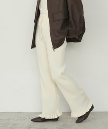 Washable WOOL パンツ　ホワイト ウォッシャブル】ダンボールニットワイドクロップドパンツ