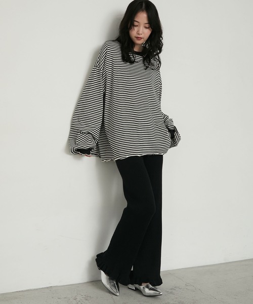 【美品】cloth&cross / リブニットパンツ 楽天市場】パンツ《リブニットセミワイドパンツ 全8色 2サイズ