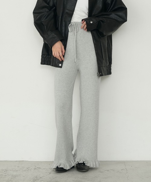 forksy.】エブリデイリブニットフリルパンツ forksy.│MONO-MART