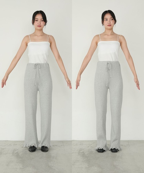 forksy.(フォルクシー)の「【forksy.】<エブリデイシリーズ>リブニットフリルパンツ(その他パンツ・レディース・ブラック/ブラック系/アイボリー/パープル/シルバー/ダークブルー/グレー/ブラウン系/オートミール/チャコールグレー・FREE/L/M)」の18枚目の写真