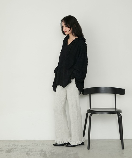 リブ編み　イエローフリルパンツ パンツ サイドフリルパンツ レディース : ZOZOTOWN Yahoo!店