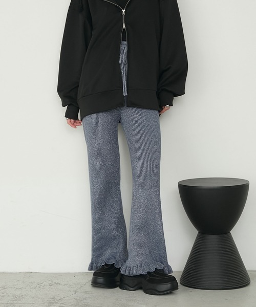 forksy.（フォルクシー）の「【forksy.】<エブリデイシリーズ>リブニットフリルパンツ（その他パンツ・レディース・ブラック/ブラック系/アイボリー/パープル/シルバー/ダークブルー/グレー/ブラウン系/オートミール/チャコールグレー・FREE/L/M）」の15枚目の写真