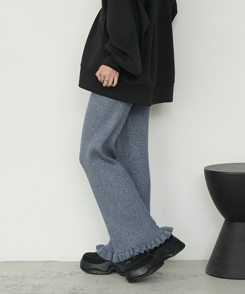 forksy.（フォルクシー）の「【forksy.】<エブリデイシリーズ>リブニットフリルパンツ（その他パンツ・レディース・ブラック/ブラック系/アイボリー/パープル/シルバー/ダークブルー/グレー/ブラウン系/オートミール/チャコールグレー・FREE/L/M）」の17枚目の写真