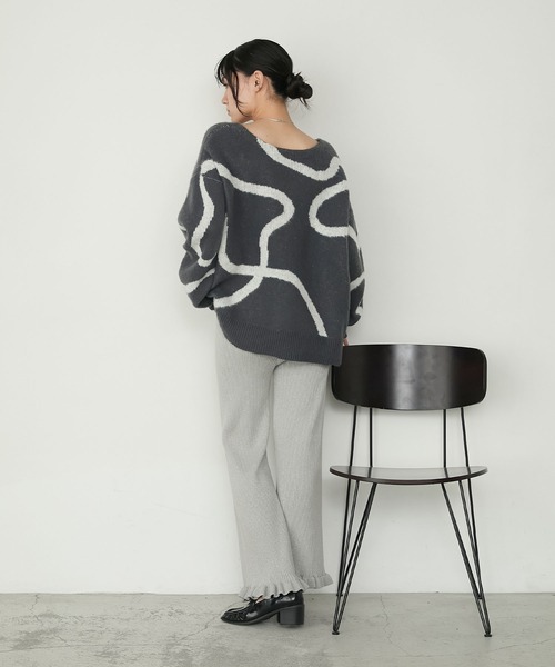 forksy.】エブリデイリブニットフリルパンツ forksy.│MONO-MART