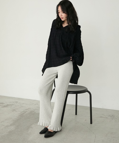 セール】【forksy.】エブリデイリブニットフリルパンツ（その他パンツ