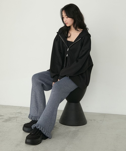 forksy.】エブリデイリブニットフリルパンツ forksy.│MONO-MART