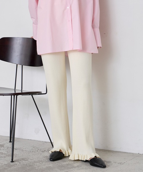 マチャット新品⭐︎フリルカラーリブニット（アイボリー） 新品☆MACHATT フリルカラーリブニット アイボリー｜フリルカラー