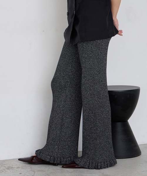 マチャット新品⭐︎フリルカラーリブニット（アイボリー） MACHATT フリルカラーリブニット アイボリー