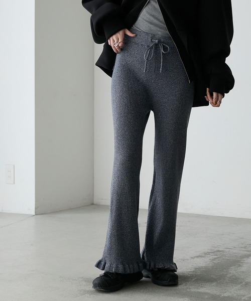 forksy.（フォルクシー）の「【forksy.】<エブリデイシリーズ>リブニットフリルパンツ（その他パンツ・レディース・ブラック/ブラック系/アイボリー/パープル/シルバー/ダークブルー/グレー/ブラウン系/オートミール/チャコールグレー・FREE/L/M）」の22枚目の写真