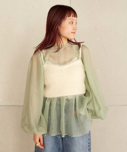 w closet（ダブルクローゼット）の「後ろリボンワンピース×ニットキャミセット（ワンピース・レディース・ベージュ/スミクロ/キナリ・FREE）」の5枚目の写真