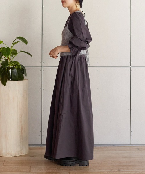 w closet（ダブルクローゼット）の「後ろリボンワンピース×ニットキャミセット（ワンピース・レディース・ベージュ/スミクロ/キナリ・FREE）」の18枚目の写真