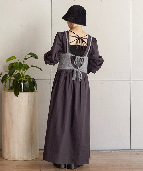 w closet（ダブルクローゼット）の「後ろリボンワンピース×ニットキャミセット（ワンピース・レディース・ベージュ/スミクロ/キナリ・FREE）」の19枚目の写真