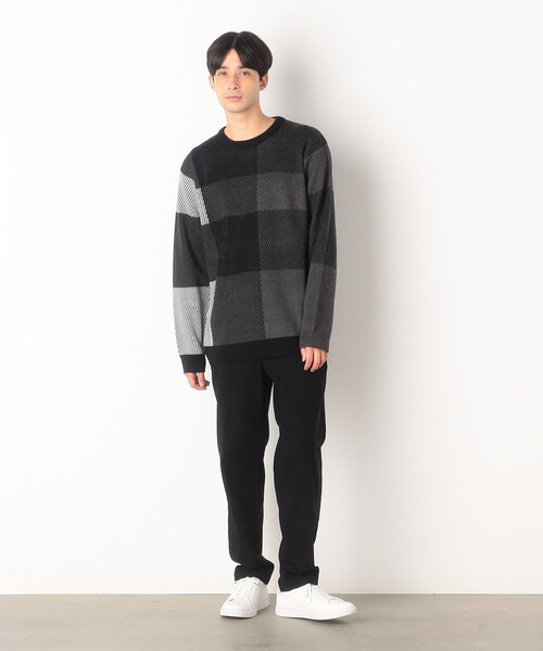 COMME CA ISM(コムサイズム)の「ブロックチェック ニット プルオーバー(ニット/セーター・メンズ・ブルー/ボルドー/ブラック・LARGE/MEDIUM)」の4枚目の写真