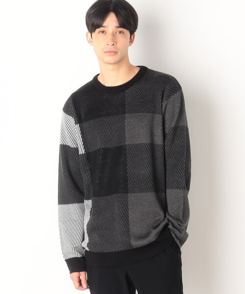 COMME CA ISM(コムサイズム)の「ブロックチェック ニット プルオーバー(ニット/セーター・メンズ・ブルー/ボルドー/ブラック・LARGE/MEDIUM)」の5枚目の写真