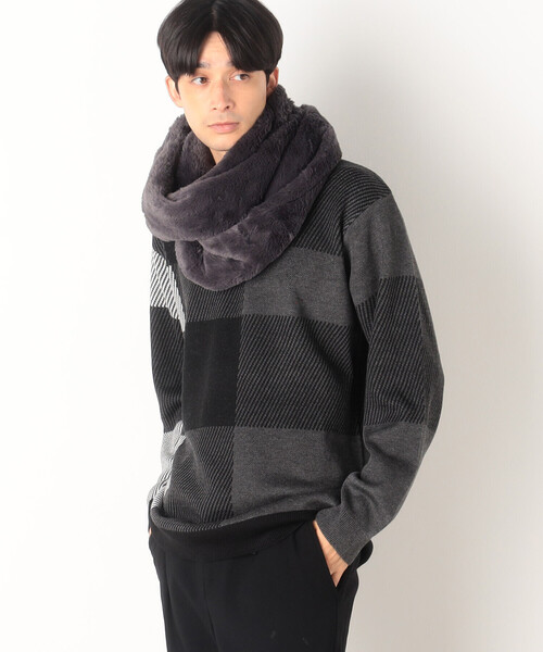 COMME CA ISM(コムサイズム)の「ブロックチェック ニット プルオーバー(ニット/セーター・メンズ・ブルー/ボルドー/ブラック・LARGE/MEDIUM)」の7枚目の写真