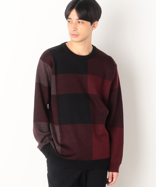 COMME CA ISM(コムサイズム)の「ブロックチェック ニット プルオーバー(ニット/セーター・メンズ・ブルー/ボルドー/ブラック・LARGE/MEDIUM)」の10枚目の写真