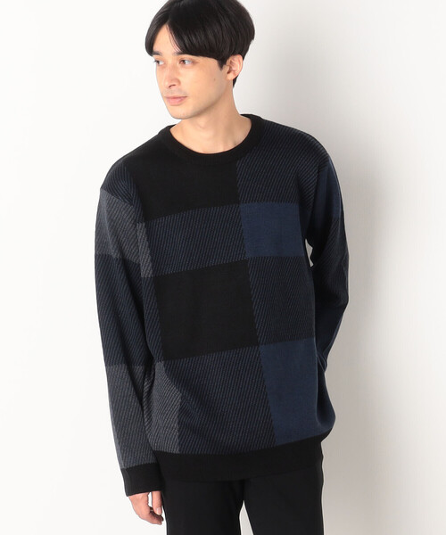 COMME CA ISM(コムサイズム)の「ブロックチェック ニット プルオーバー(ニット/セーター・メンズ・ブルー/ボルドー/ブラック・LARGE/MEDIUM)」の12枚目の写真
