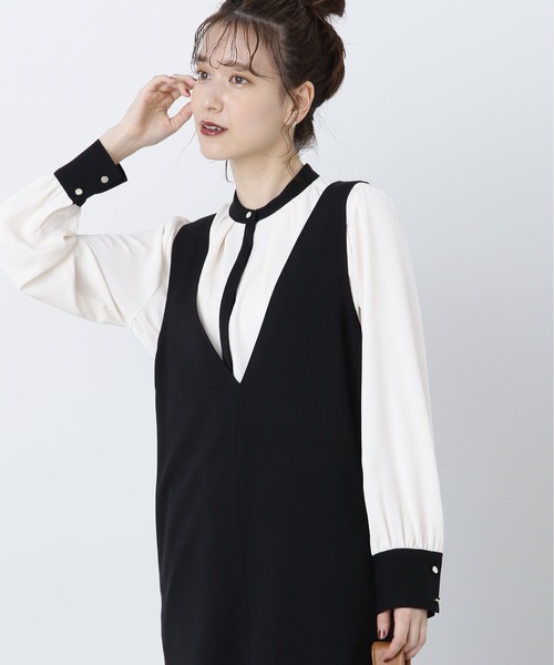 N.（N. Natural Beauty Basic）（エヌエヌナチュラルビューティーベーシック）の「◆バイカラーバンドカラーブラウス（シャツ/ブラウス・レディース・グレー系その他/ベージュ系その他/ホワイト×ブラック/グレー・MEDIUM）」の17枚目の写真